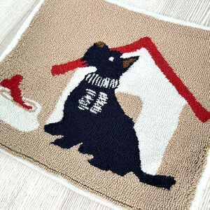 Vintage Martha Stewart Scottie Dog Hooked Throw Pillow Cover Sham Classic *Read